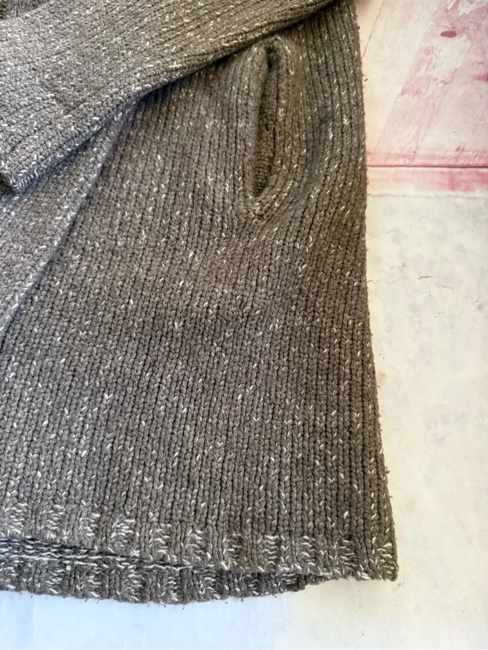 Vince Chunky Taupe Wool Silk Cashmere Open-Front Cardigan Size Small